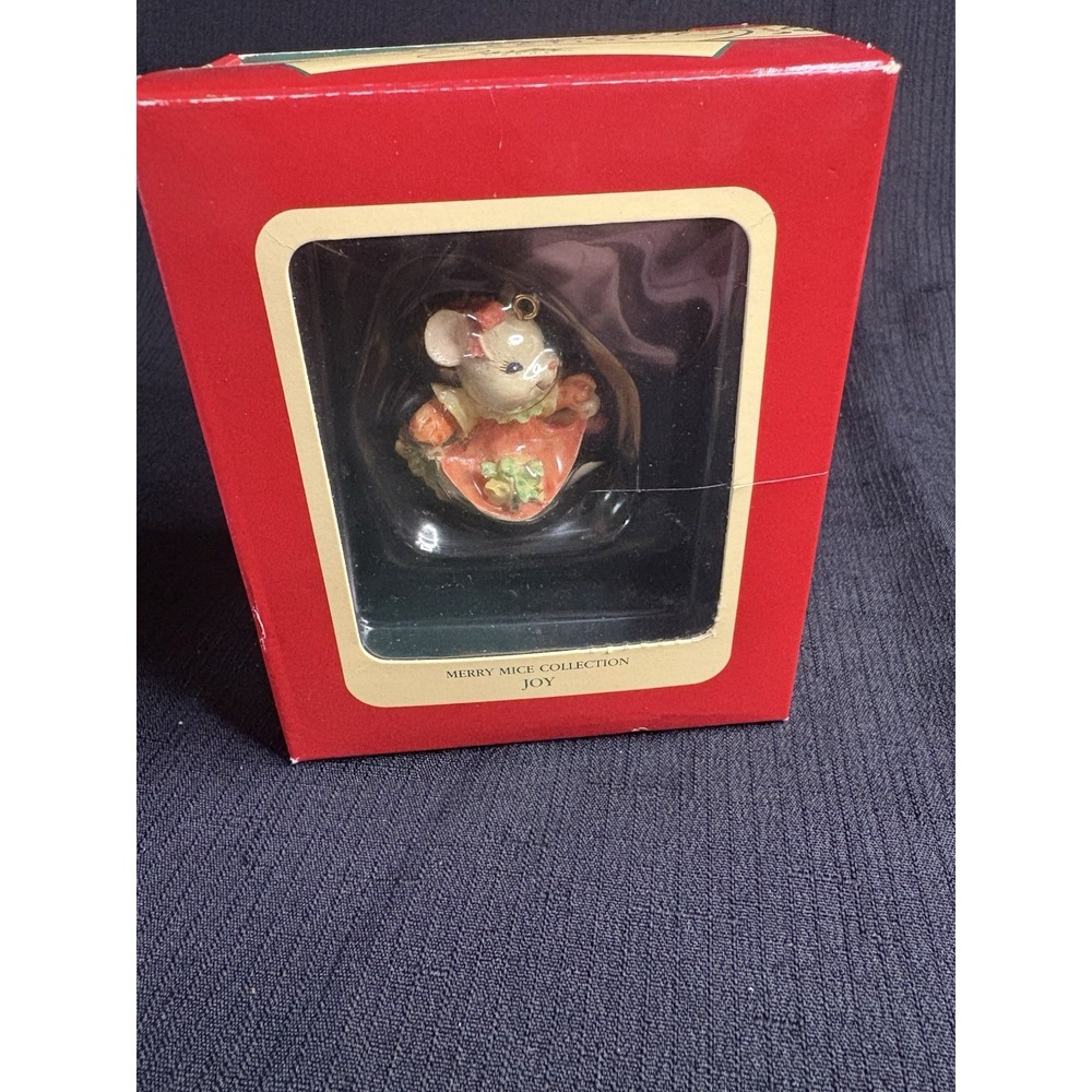 Vintage 1992 Carlton Cards Heirloom JOY - MERRY MICE COLLECTION Ornament w/Box